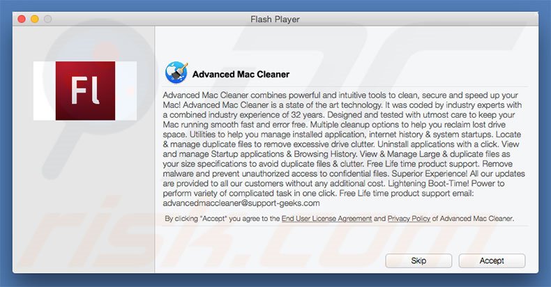 why does advanced mac cleaner keep coming back from trash
